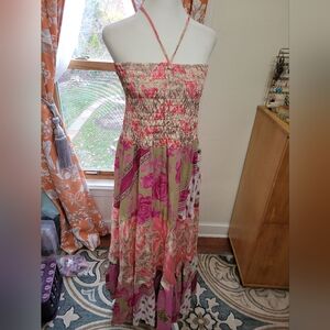 Floral Pink Recycled Sari Maxi Dress